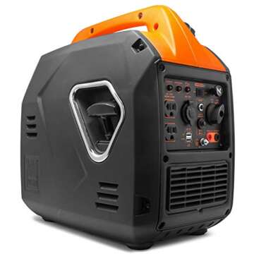 WEN 56203i Super Quiet 2000-Watt Portable Inverter Generator w/Fuel Shut Off, CARB Compliant, Ultra Lightweight, Black/Orange