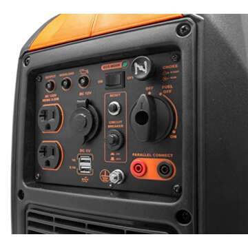 WEN 56203i Super Quiet 2000-Watt Portable Inverter Generator w/Fuel Shut Off, CARB Compliant, Ultra Lightweight, Black/Orange