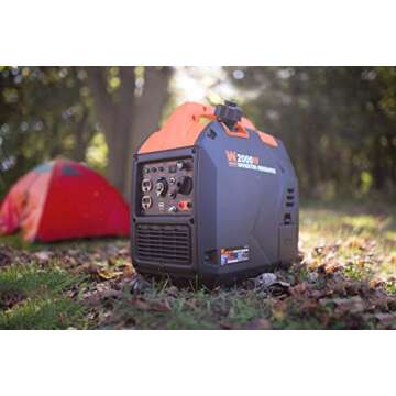 WEN 56203i Super Quiet 2000-Watt Portable Inverter Generator w/Fuel Shut Off, CARB Compliant, Ultra Lightweight, Black/Orange