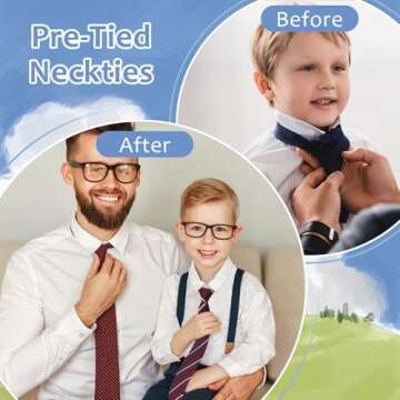 LJBFNN Ties for Boys Kids - Pre-Tied Clip on Tie Stripe Neckties for Any Occasion