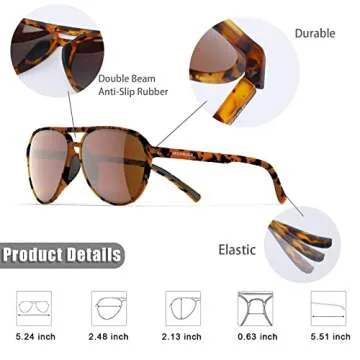 Lasiyanor Retro 70s Polarized Sunglasses, Lightweight & Stylish