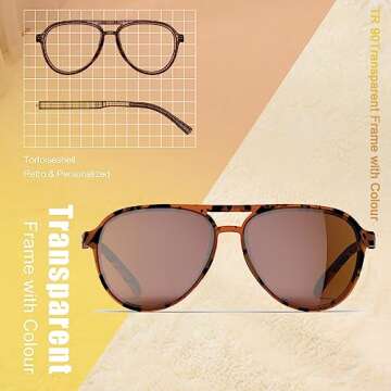 Lasiyanor Retro 70s Polarized Sunglasses, Lightweight & Stylish