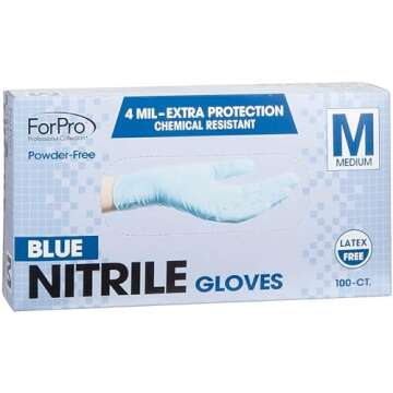 ForPro Professional Collection Disposable Nitrile Gloves, Chemical Resistant, Powder-Free, Latex-Fre...