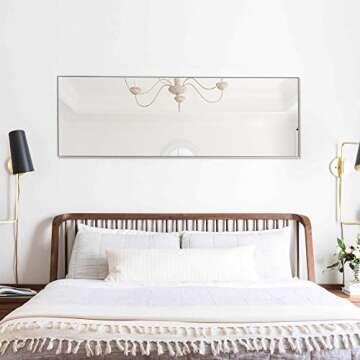 KIAYACI Full Length Floor Mirror 59"x20" - Aluminum Frame, Versatile Mounting