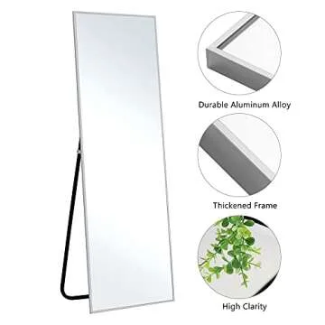 KIAYACI Full Length Floor Mirror with Stand - Elegant Design