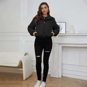 Rxozrxoz Women's Cropped Puffer Jacket - Winter Warmth