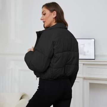 Rxozrxoz Women's Cropped Puffer Jacket - Winter Warmth