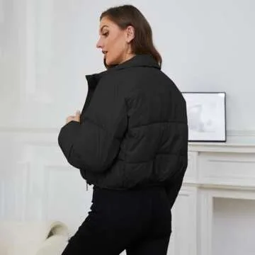 Rxozrxoz Women's Cropped Puffer Jacket - Winter Warmth