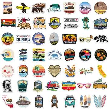 50 PCS California Stickers - Creative Cartoon Designs for Fun