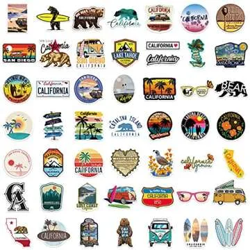 50 PCS California Stickers - Creative Cartoon Designs for Fun