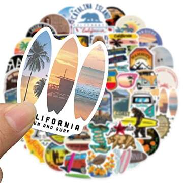 50 PCS California Stickers for Kids - Aesthetic and Waterproof