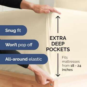 Extra Deep King Sheet Set - 6 Piece Breathable & Cooling Sheets - Hotel Luxury Bedding Set 18-24 Inch Extra Deep Pockets - Easy & Secure Fit - Super Soft, Wrinkle Free & Comfy - Off White, King Size