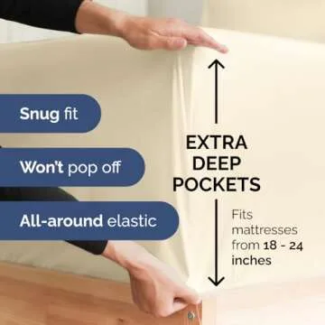 Extra Deep King Sheet Set - 6 Piece Breathable & Cooling Sheets - Hotel Luxury Bedding Set 18-24 Inch Extra Deep Pockets - Easy & Secure Fit - Super Soft, Wrinkle Free & Comfy - Off White, King Size