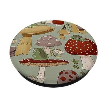 Cute Cottagecore Frog and Mushroom Vintage PopSockets Adhesive PopGrip