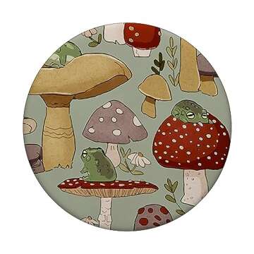 Cute Cottagecore Frog and Mushroom Vintage PopSockets Adhesive PopGrip