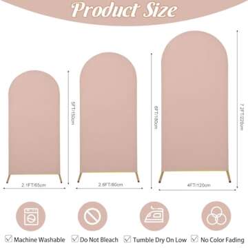 Spandex Fitted Wedding Arch Cover Set of 3 Arch Backdrop Cover, Round Top Chiara Backdrop Stand Covers for Wedding Birthday Party Baby Shower Banquet Arch Decoration (Cameo Brown, 5FT,6FT,7.2FT)