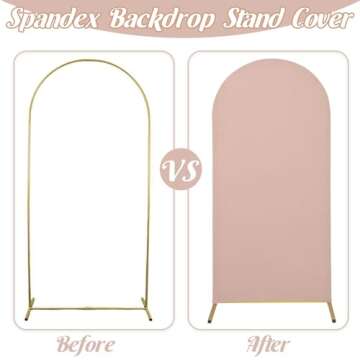 Spandex Fitted Wedding Arch Cover Set of 3 Arch Backdrop Cover, Round Top Chiara Backdrop Stand Covers for Wedding Birthday Party Baby Shower Banquet Arch Decoration (Cameo Brown, 5FT,6FT,7.2FT)