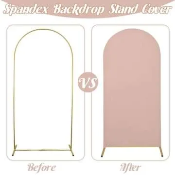 Spandex Fitted Wedding Arch Cover Set of 3 Arch Backdrop Cover, Round Top Chiara Backdrop Stand Covers for Wedding Birthday Party Baby Shower Banquet Arch Decoration (Cameo Brown, 5FT,6FT,7.2FT)
