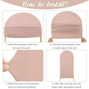 Spandex Fitted Wedding Arch Cover Set of 3 Arch Backdrop Cover, Round Top Chiara Backdrop Stand Covers for Wedding Birthday Party Baby Shower Banquet Arch Decoration (Cameo Brown, 5FT,6FT,7.2FT)