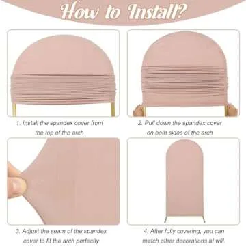 Spandex Fitted Wedding Arch Cover Set of 3 Arch Backdrop Cover, Round Top Chiara Backdrop Stand Covers for Wedding Birthday Party Baby Shower Banquet Arch Decoration (Cameo Brown, 5FT,6FT,7.2FT)