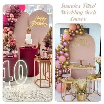 Spandex Fitted Wedding Arch Cover Set of 3 Arch Backdrop Cover, Round Top Chiara Backdrop Stand Covers for Wedding Birthday Party Baby Shower Banquet Arch Decoration (Cameo Brown, 5FT,6FT,7.2FT)