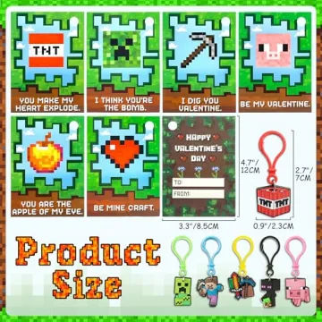 Ruibina Valentines Cards for Kids - 24 Pack with Keychains