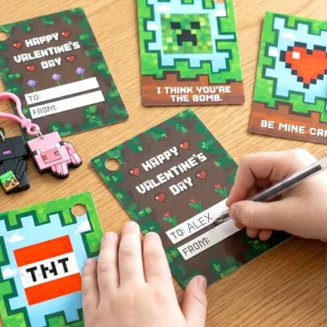 Ruibina Valentines Cards for Kids - 24 Pack with Keychains