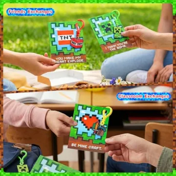 Ruibina Valentines Cards for Kids - 24 Pack with Keychains