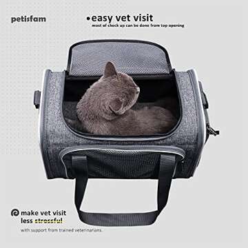 petisfam Top Load Cat Carrier Bag for Medium Cats and Small Dogs. Airline Approved, Collapsible, Esc...