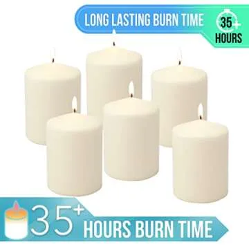 Stonebriar 35 Hour Long Burning Unscented Pillar Candles, 3x4, Ivory