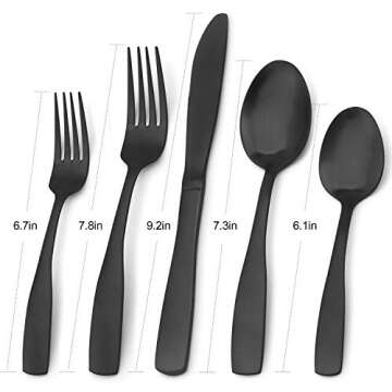 Matte Black Silverware Set, Bysta 40-Piece Stainless Steel Flatware Set, Kitchen Utensil Set Service...