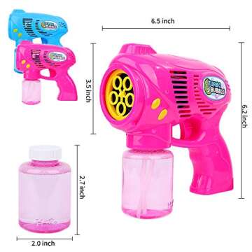 FiGoal 2 PCs Bubble Guns with 2 Bubble Solution Refills (5 oz Each), Bubble Maker Bubble Blower for Kids and Toddlers, Fun Summer Toy Blaster Game for Birthday Party and Wedding, Outdoor Activities