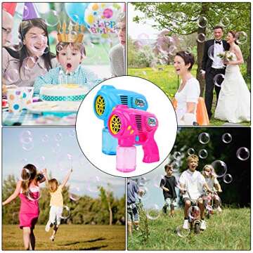 FiGoal 2 PCs Bubble Guns with 2 Bubble Solution Refills (5 oz Each), Bubble Maker Bubble Blower for Kids and Toddlers, Fun Summer Toy Blaster Game for Birthday Party and Wedding, Outdoor Activities