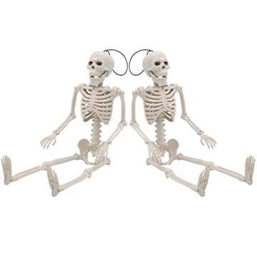 JOYIN 2 Packs 16" Posable Halloween Skeletons for Fun