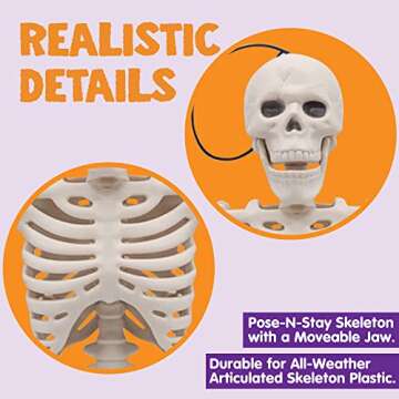 JOYIN 2 Packs 16" Posable Halloween Skeletons for Fun