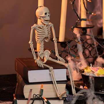 JOYIN 2 Packs 16" Posable Halloween Skeletons for Fun