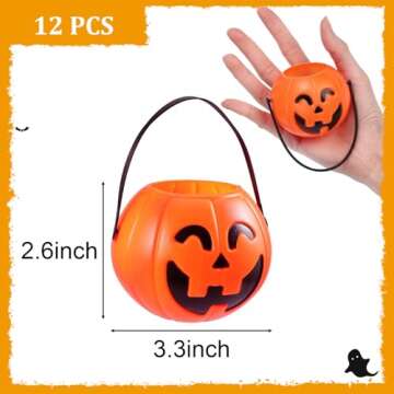 HANSGO Mini Halloween Portable Pumpkin Bucket - 12PCS Perfect for Kids Trick or Treat