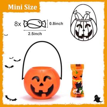 HANSGO Mini Pumpkin Buckets - Fun Halloween Trick-or-Treat Bags