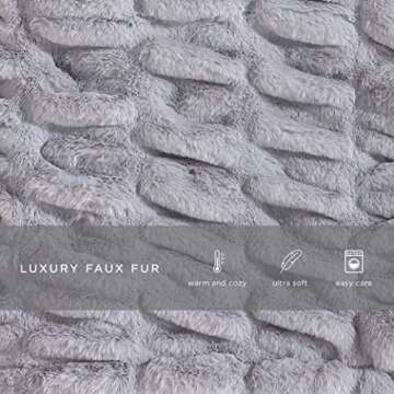 Casual Chic Lapin Ultra Fine Faux Fur Throw Blanket - Luxurious, Chic, Soft and Cozy 400 GSM Microfiber Blanket for Couch and Bed - 50” x 60” (Gray)