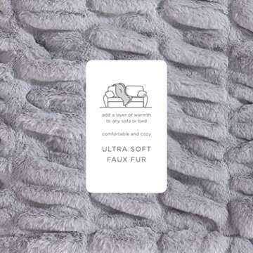 Casual Chic Lapin Ultra Fine Faux Fur Throw Blanket - Luxurious, Chic, Soft and Cozy 400 GSM Microfiber Blanket for Couch and Bed - 50” x 60” (Gray)
