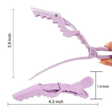 Ondder 14 Pcs Purple Alligator Hair Clips for Styling Sectioning Larger Salon Pro Barber Hair Clips ...