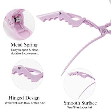 Ondder 14 Pcs Purple Alligator Hair Clips for Styling Sectioning Larger Salon Pro Barber Hair Clips for Coloring Cutting Big Alligator Clips for Hair Styling Accessories for Women Men