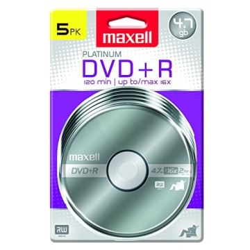 Maxell Platinum DVD+R - High Capacity Write-Once Discs for Video & Digital Data - 4.7GB with 16X Spe...