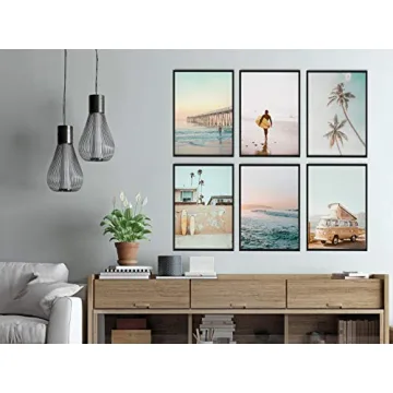 iMagitek Set of 6 Beach Sunset Wall Art Prints