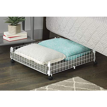 Whitmor Rolling Wire Underbed Cart Space-Saving Storage