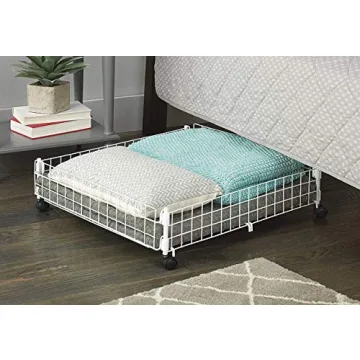 Whitmor Rolling Wire Underbed Cart Space-Saving Storage