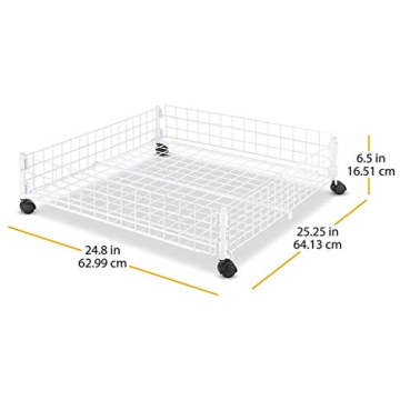 Whitmor Rolling Wire Underbed Cart Space-Saving Storage