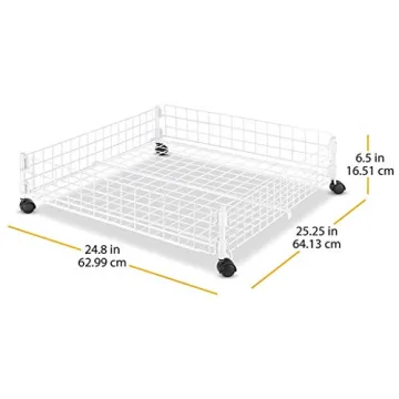 Whitmor Rolling Wire Underbed Cart Space-Saving Storage