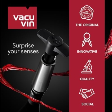 Vacu Vin Wine Saver Pump with Stoppers - Fresh Wine for 10 Days