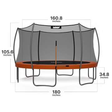 LeJump 14FT Outdoor Trampolines 14FT Springless ASTM Approved Recreational Trampoline with Enclosure Net, Big Trampoline for Adults and Kids